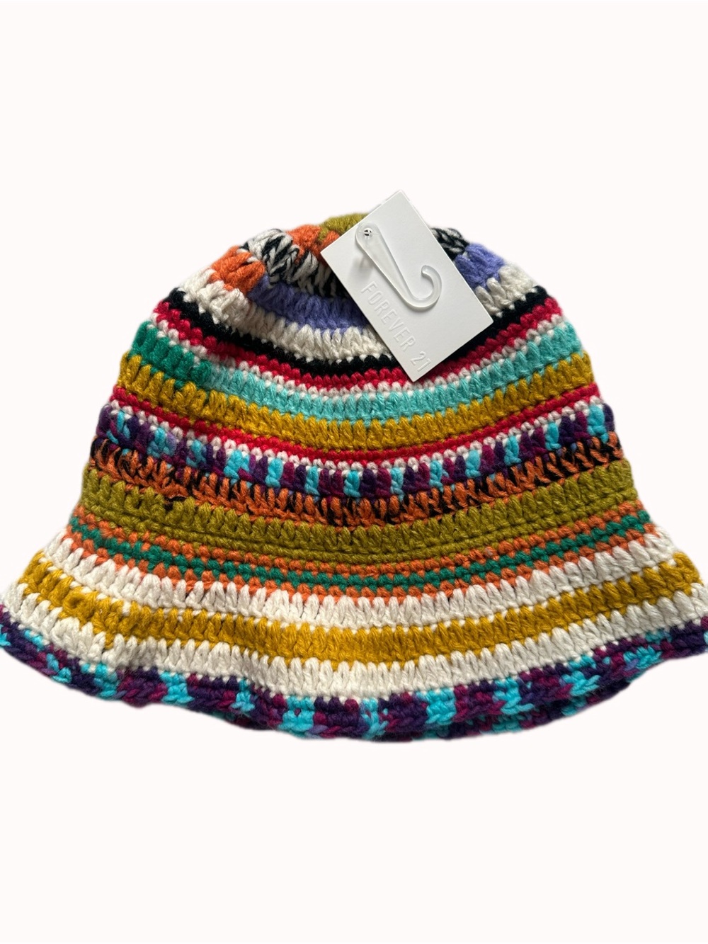 Forever 21 Multicolor Striped Crochet Bucket Hat
